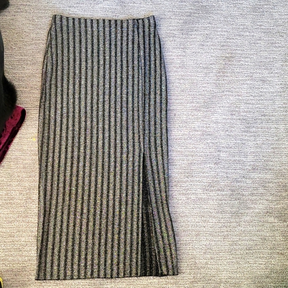H&M sparkle midi skirt with slit, xs